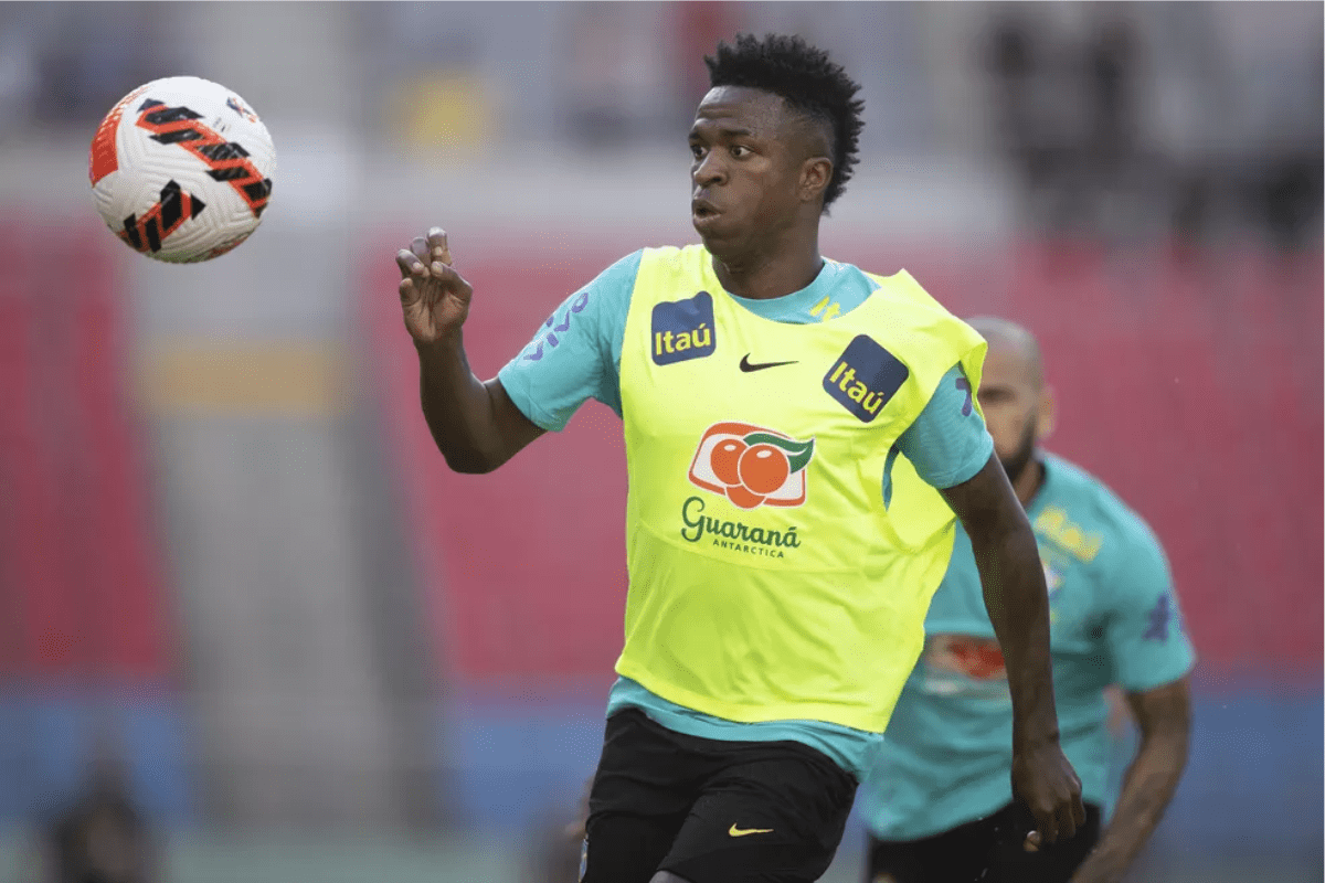 Vinícius Júnior no treino da Seleção Brasileira no Estádio Seoul World Cup — Foto: Lucas Figueiredo/CBF Vinícius Júnior no treino da Seleção Brasileira no Estádio Seoul World Cup — Foto: Lucas Figueiredo/CBF