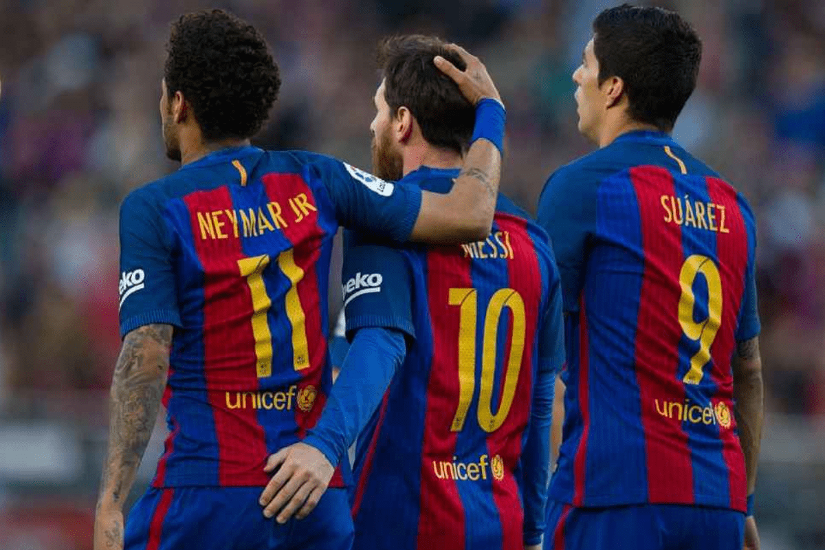 Neymar, Messi e Luis Suárez comemoram gol do Barcelona, em 2017 Getty Images Neymar, Messi e Luis Suárez comemoram gol do Barcelona, em 2017 Getty Images